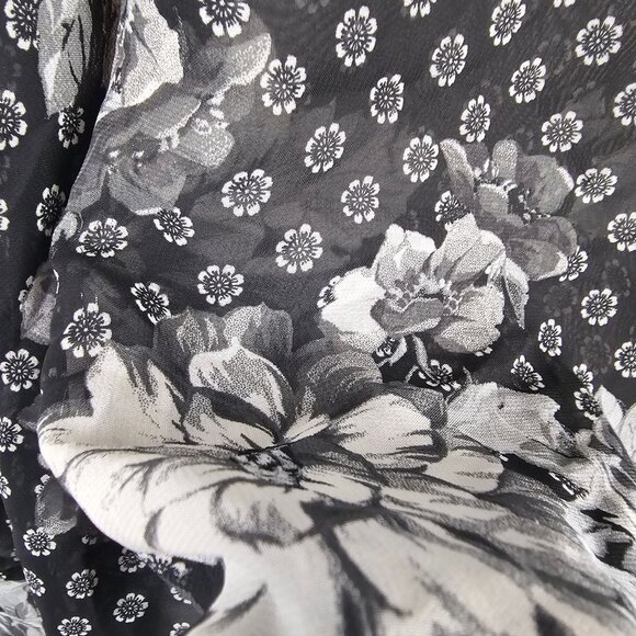 Sheer Floral Layered Look Business Casual Modern Chic Flowy Elegant Top Women XL - Picture 11 of 13